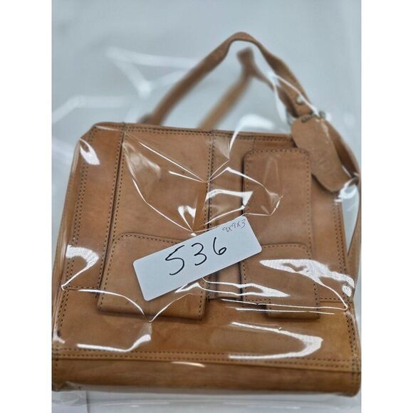 Vintage Tan Leather Crossbody Bag With Adjustable Strap & Multiple Compartments - Picture 12 of 12